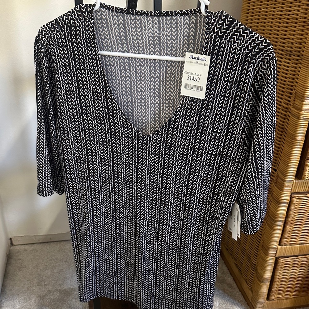 Grace Black and White Chevron Blouse